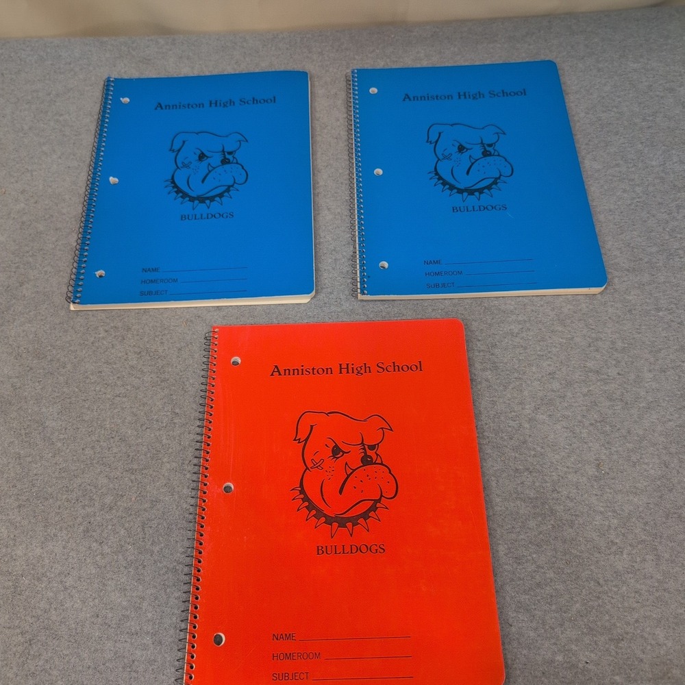 Anniston High School Bulldogs Spiral Notebooks Lot of 3 Blue Orange Alabama - Picture 1 of 4